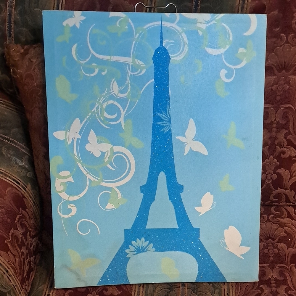 Blue Eiffel Tower Canvas Art Print